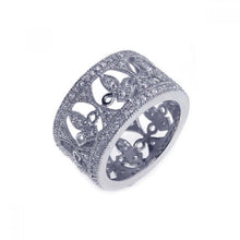 Load image into Gallery viewer, Sterling Silver Classic Cz Fleur De Lis Eternity Band