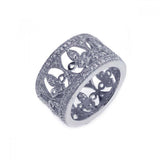 Sterling Silver Classic Cz Fleur De Lis Eternity Band