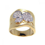 Sterling Silver & Gold Plated Matte Finish Fashionable Pave Set RingAnd Inlaid with Clear Cz Stones