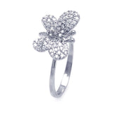 Sterling Silver Rhodium Plated Butterfly CZ Ring