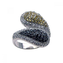 Load image into Gallery viewer, Sterling Silver Fancy Bypass Band Ring Embedded with Micro Paved Multi-Colored Czs