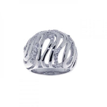 Load image into Gallery viewer, Sterling Silver Intricate Wave Design Inlaid with Clear Czs Ring