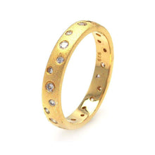 Load image into Gallery viewer, Sterling Silver Gold Plated Matte Finish Modern Band Ring Embedded with Clear Czs