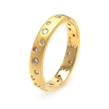 Sterling Silver Gold Plated Matte Finish Modern Band Ring Embedded with Clear Czs