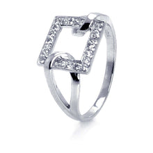 Load image into Gallery viewer, Sterling Silver Stylish Open Square Design Embedded with Clear Czs Split Shank Ring