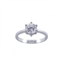 Load image into Gallery viewer, Sterling Silver Classy Solitaire Pronged Round Cut Clear Cz Ring