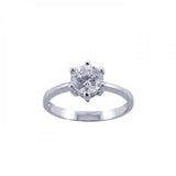 Sterling Silver Classy Solitaire Pronged Round Cut Clear Cz Ring