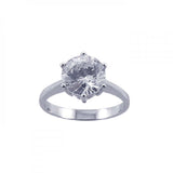 Sterling Silver Rhodium Plated CZ Large Solitaire Ring