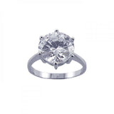 Sterling Silver Classy Solitaire Pronged Round Cut  Large Clear Cz Ring