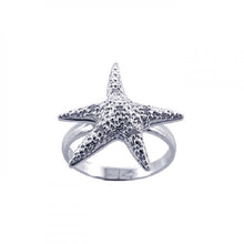 Load image into Gallery viewer, Sterling Silver Modish Starfish Design Embedded with Clear Czs Ring