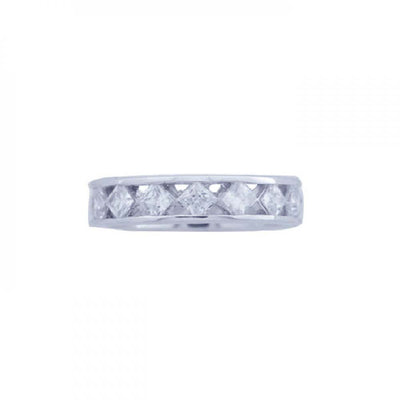 Sterling Silver Eternity Diamond Shaped Clear Czs Band Ring