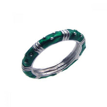 Load image into Gallery viewer, Sterling Silver Fancy Green Enamel Band Ring with Multi Dotted Design