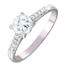 Load image into Gallery viewer, Sterling Silver Rhodium Plated Round Shaped Ring With CZ Stones