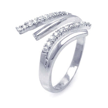 Load image into Gallery viewer, Sterling Silver Classy Two Flare End Design with Lined Clear Czs Inlaid