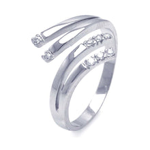 Load image into Gallery viewer, Sterling Silver Classy Two Flare End Design Embedded with Clear Czs