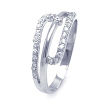 Load image into Gallery viewer, Sterling Silver Fancy Band Ring Embedded with Clear Czs