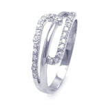 Sterling Silver Fancy Band Ring Embedded with Clear Czs