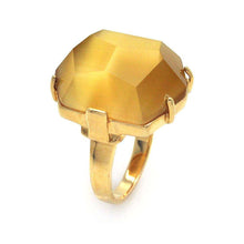 Load image into Gallery viewer, Sterling Silver Gold Plated Fashionable Ring with Centered Faceted Brown Stone