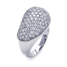 Load image into Gallery viewer, Sterling Silver Classy Domed Band Ring Embedded with Micro Paved Clear Czs