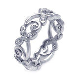 Sterling Silver Fancy Eternity Flower Design Inlaid with Clear Czs Band Ring