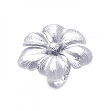 Load image into Gallery viewer, Sterling Silver Rhodium Plated  Matte Finish Single Cz Flower Ring