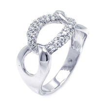 Load image into Gallery viewer, Sterling Silver Modish Chain Link Design Inlaid with Clear Czs Ring