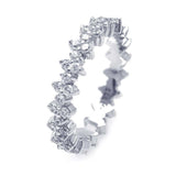 Sterling Silver Fancy Stackable Eternity Band Ring Set with Double Sided Round Cut Clear Czs