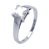 Sterling Silver Centered Solitaire Princess Cut Clear Cz Ring