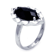 Load image into Gallery viewer, Sterling Silver Fancy Solitaire Oval Cut Black Cz Ring