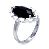 Sterling Silver Fancy Solitaire Oval Cut Black Cz Ring