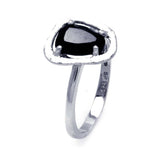 Sterling Silver Fancy Solitaire Set with Black Cz Ring