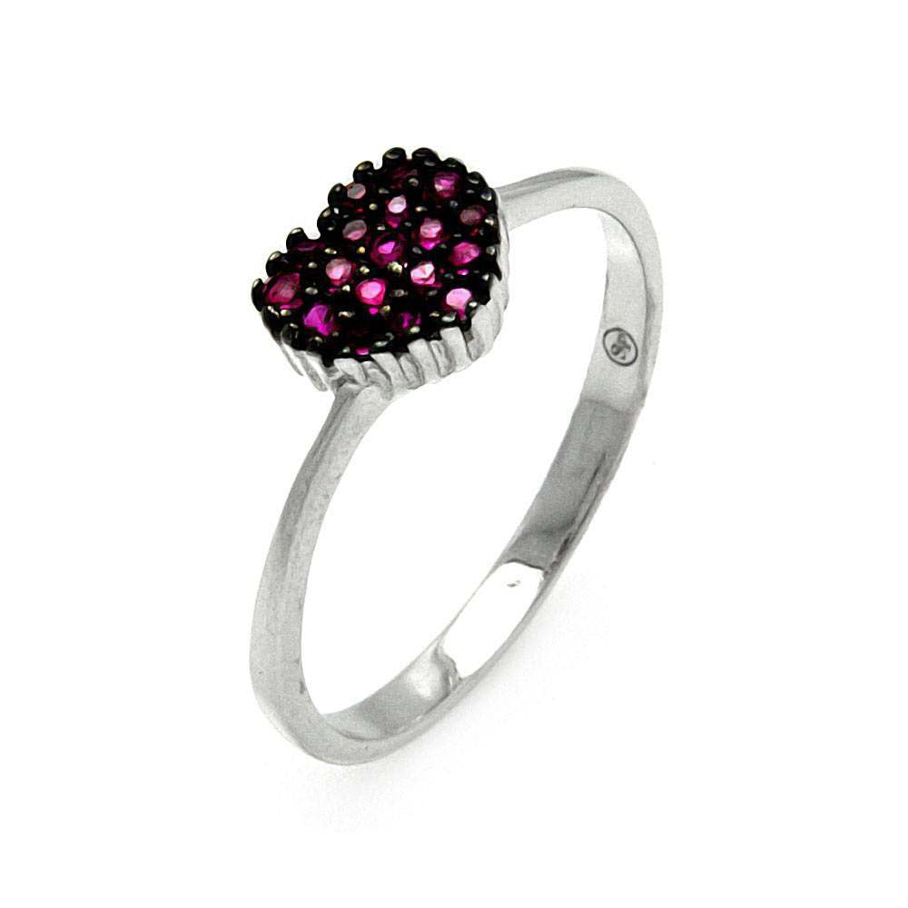 Sterling Silver Two-Toned Fancy Heart Design Embedded with Pink Czs RingAnd Ring Dimensions of 6MMx8MM