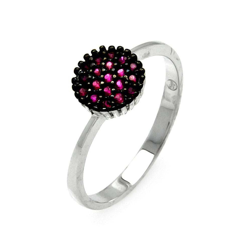 Sterling Silver Two-Toned Round Shaped Design Embedded with Pink Czs RingAnd Ring Width of 7.8MM