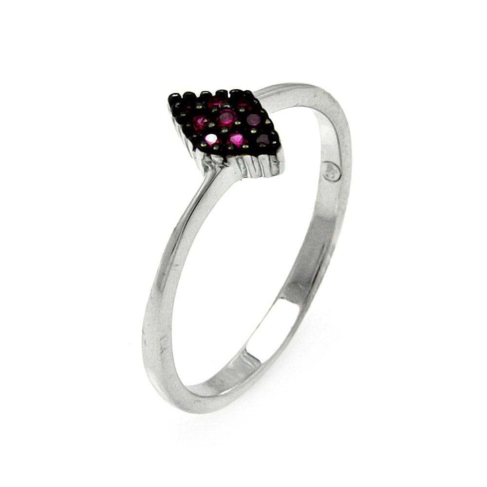 Sterling Silver Two-Toned Diamond Shaped Design Embedded with Pink Czs RingAnd Ring Dimensions of 7.9MMx5.2MM