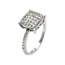 Load image into Gallery viewer, Sterling Silver Classy Filigree Accent Square Shaped Design Set with Micro Paved Clear Czs Paved Band RingAnd Ring Width of 9MM