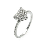 Sterling Silver Trendy Heart Design Embedded with Micro Paved Clear Czs Paved Band RingAnd Ring Dimensions of 9MMx10MM