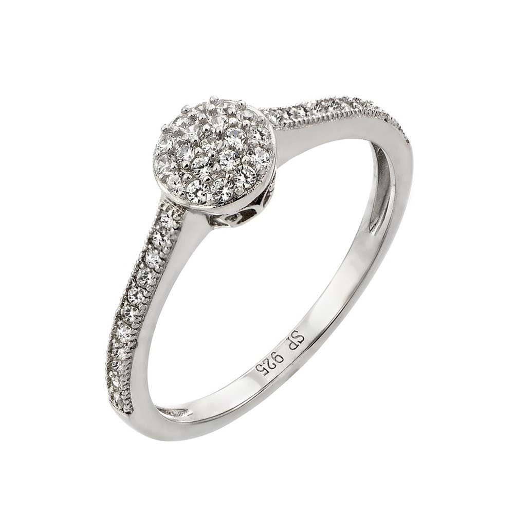 Sterling Silver Filigree Setting with Micro Paved Round Design RingAnd Ring Diameter of 5.7MM