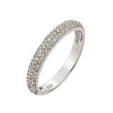 Sterling Silver Classy Micro Paved Domed Band Ring with Band Width of 3.3MM