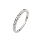 Sterling Silver Micro Paved Round Cut Clear Czs Thin Band Ring with Band Width of 2.1MM