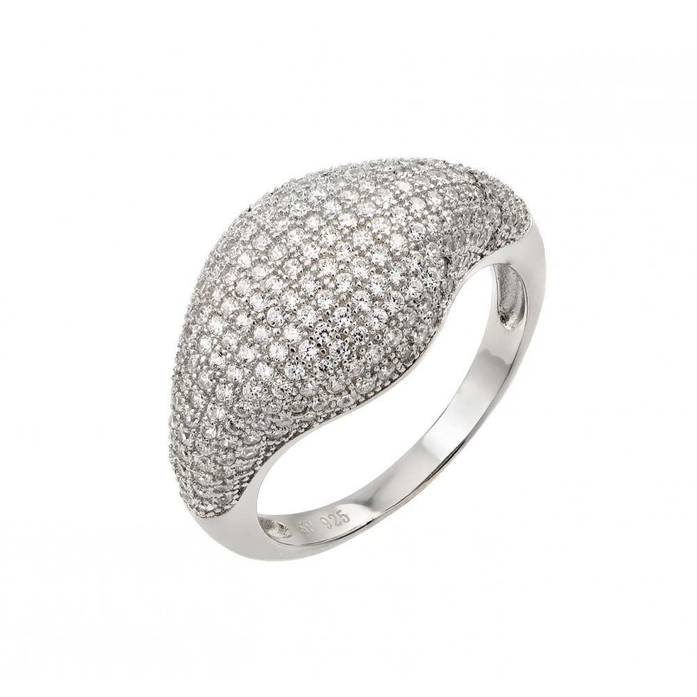 Sterling Silver Elegant Design Inlaid with Graduated Micro Paved Clear Czs RingAnd Band Width of 12.1MM