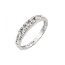 Load image into Gallery viewer, Sterling Silver Fancy Design Inlaid with Clear Czs Thin Band RingAnd Band Width of 3.6MM