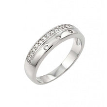 Load image into Gallery viewer, Sterling Silver Classy Double Row Band Ring Inlaid with Clear CzsAnd Band Width of 5.2MM