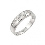 Sterling Silver Classy Double Row Band Ring Inlaid with Clear CzsAnd Band Width of 5.2MM