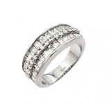 Sterling Silver Classy Wide Band Ring Set with Multi Baguette and Centered Round Cut CzsAnd Band Width of 8.8MM