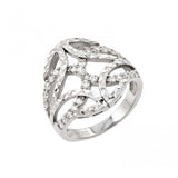 Sterling Silver Elegant Filigree and Diamond Cut Design Inlaid with Clear Czs RingAnd Ring Dimensions of 19.6MMx20.8MM