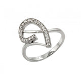 Sterling Silver Fancy Bypass Band Ring Inlaid with Micro Paved Clear CzsAnd Ring Dimensions of 18.7MMx11.4MM