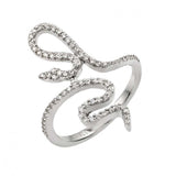 Sterling Silver Fancy Coiled Snake Design Inlaid with Clear Czs RingAnd Ring Dimensions of 24.5MMx10.1MM