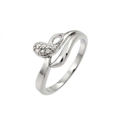 Sterling Silver Rhodium Plated Clear Pave Set CZ Snake RingAnd Ring