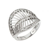 Sterling Silver Fancy Filigree Leaf Design Inlaid with Clear Czs RingAnd Ring Dimensions of 20MMx22.9MM