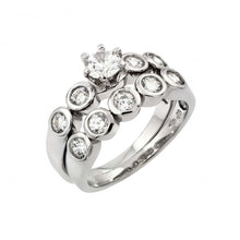 Load image into Gallery viewer, Sterling Silver Rhodium Plated Clear CZ Engagement Ring Pair Set